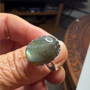 Fiery Labradorite 925 Silver Plated Gemstone Ring US 6